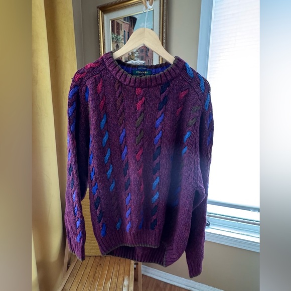 Vintage Linen/Cotton Blend Cable Knit Crewneck Men’s Size Large Warm Sweater - Picture 7 of 12